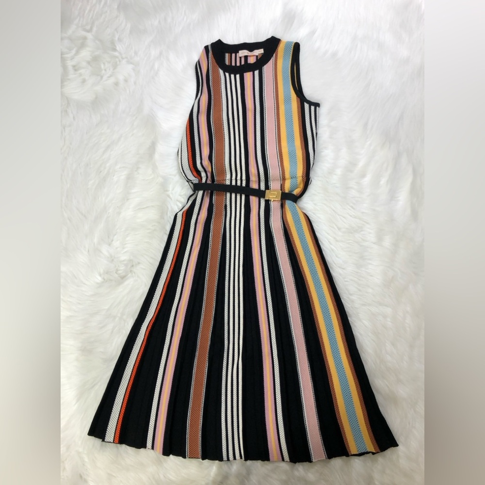 New Tory Burch Striped Sleeveless Sweaterdress In Webbing Stripe - Picture 5 of 5